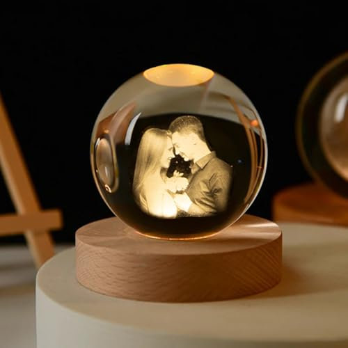 personalizzato palla decorazione casa,sfera di cristallo luminosa,lampada notturna per bambini, luce notturna,lampada notturna (Luz cálida,6cm)