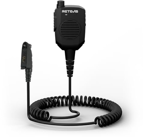Retevis HM005 Tvåvägs Radio Mic,Walkie Talkie Högtalare Mikrofon med AI-Brusreducering,Handmikrofon Compatible con Retevis HD1 RT29 NR630S RT648 NR30 RT87(1 Paket)