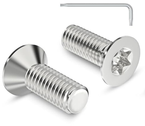Zuyya Set med 20 stycken försänkta skruvar M6 x 16 mm i rostfritt stål A2, komplett gänga med torxnyckel