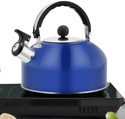 Hervidor de acero inoxidable de alimenticio con silbato audible, inducción, con mango de grano de madera, para cocina, interior y exterior, o placa