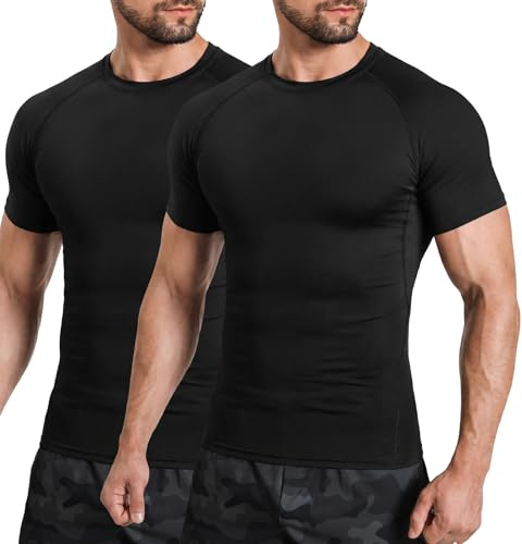 Tigersay Maglietta Uomo a Manica Corta, Traspirante e Asciugatura Rapida, Compressione Ergonomica per Fitness, Running e Palestra
