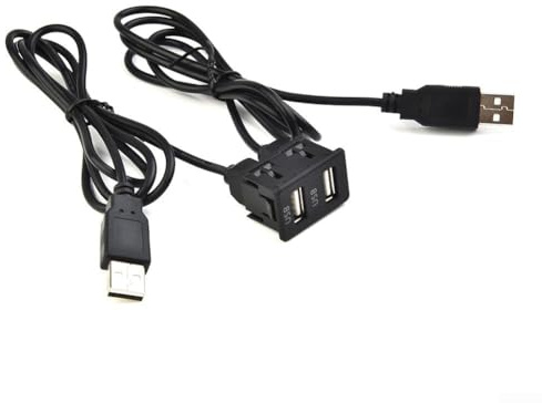 CWOQOCW Car Stereo Dual USB Extension Cord 100CM Flush Mount Design for Easy Accessibility