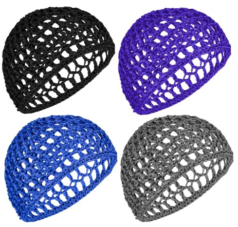 4 redecillas para dormir de malla de ganchillo para pelucas, gorro de malla corta, gorro de peluca de crochet, accesorios de punto, gorros de dormir, gorros de pelo, redecillas para el pelo largo