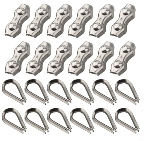 Kit de clip de cuerda de alambre dúplex de acero inoxidable 304 con dedales para cuerdas M2 M5, máquina dobladora y equipo de metalurgia compatible ()