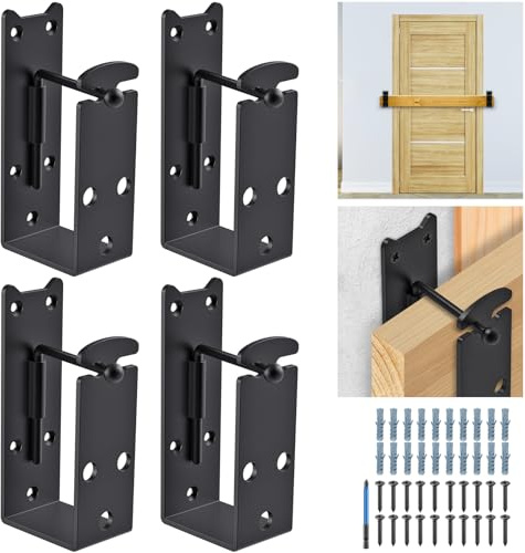Dolibest 4pcs Loquet de Porte Portail en Bois Verrou de Porte Ferrures pour Bois 106.6 x 53.5mm Loquet Sécurité Résistant aux Intempéries Intérieur&Extérieur Jardin/Garage/Grange/Abri Jardin Sécurisé