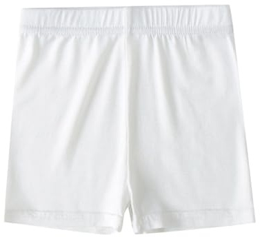 Generisch Pantalones cortos de danza para niños y niñas, color sólido, transpirable, pantalones cortos de ciclismo, Blanco, 8-9 años