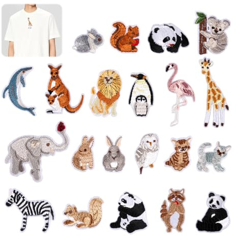 21 Piezas Parches para Ropa Termoadhesivos Infantiles, Mezclado Animal Parches Pantalones Niños, Pegatinas Bordados para Ropa Plancha, Parche Termoadhesivo para Planchar Sombrero Camiseta Mochila