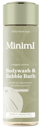 Miniml Natural Body Wash & Bubble Bath - Indulgent Coconut 400ml,99.6% Natural, Vegan & Cruelty-Free Cleanser for Soft, Smooth Skin