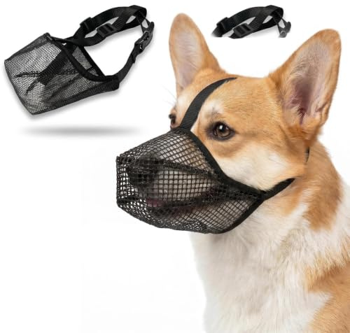 Adjustable Breathable Mesh Dog Muzzle, Soft Mesh Muzzle, Small Medium Dogs