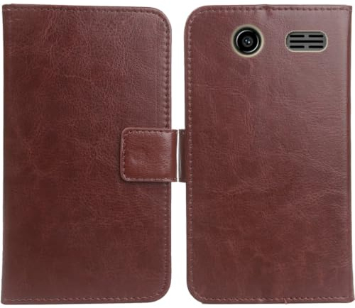 Anybird brun premium PU läder väska skydd skal mobiltelefon skal plånbok cover etui läderväska för INOI 240 modern 4G 1,8 tum