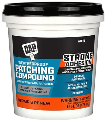 DAP Weatherproof Patching Compound, White, 16 Oz (7079818741) (Pack of 1)