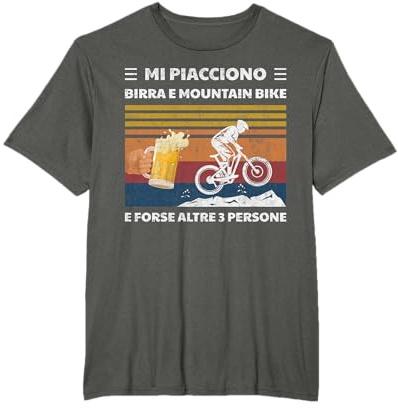 Mountain Bike Divertente Vintage MTB Birra Bicicletta Regalo Maglietta