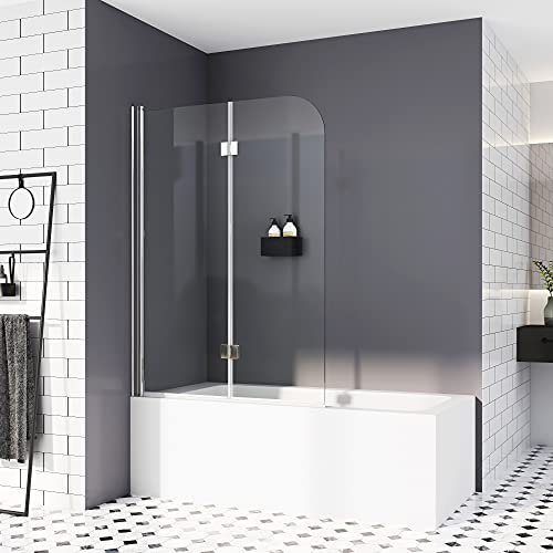 Duschtrennwand für Badewanne,120 cm Faltwand für Badewanne Duschabtrennung 6mm ESG Sicherheitsglas NANO Glas Duschwand Höhe 140cm
