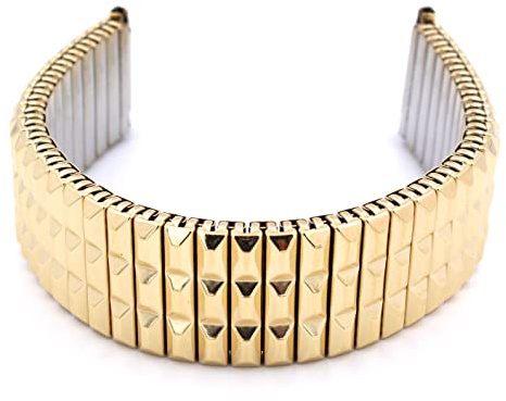 Rowi 22–18 mm Guld Fixoflex S dragband L316 rostfritt stål klockband tillverkad i Tyskland originalförpackning, Guld, Klassisk