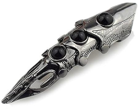 Gothic Armor Full Joint Ring for Men Women Punk Cool Cosplay Party Knuckle Joint Finger Rings (Black)
