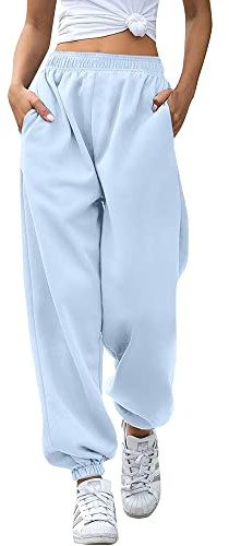Love My Fashions Women's Plain Gym Sport Jogger Sweatpants & Winters Joggers Pockets Pants and Baggy Elastic Waist Trousers for Casual Hip Hop, Gym and Jogging Sky Blue