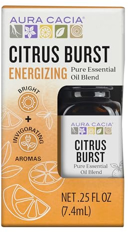 Aura Cacia Citrus Burst Essential Oil Blend, Boxed 0.25 fl. oz. - Light Aroma, No Synthetic Fragrances