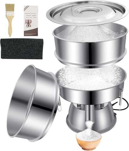 Sidasu Automatic Vibrating Sieve Shaker – 40 Mesh + 60 Mesh Flour Sifter, Electric 110V 55W Sifter Machine for Flours, Herbal Powder