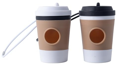 SLSON Coffee Cup Dog Poop Bag Holder 2 Pack, Portable Dog Waste Bag Dispenser for Leash Lightweight Dog Poop Holder for Travel, Walking, Park, Funny Dog Walking Accessory