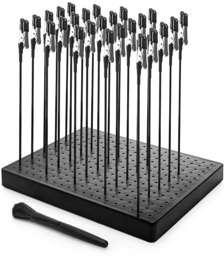 Tlence Model Painting Stand Base, 25 PCS Alligator Clip Sticks and Clean Brush, Airbrush Spray Holder for Modeling Parts, Coloring DIY Crafts Clamping Set Tools for Card Photo Memo
