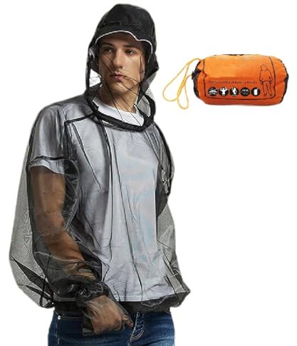 Generico Camicia Rete Anti-Mosche | Tuta Anti Zanzare Traspirante | Accessorio Campeggio Traspirante Protettivo Flessibile per Attività Estive Pesca Avventura Escursionismo Viaggio Donne Uomini