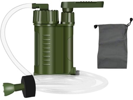Water Filter Camping, Water Purification Capacity 400ml Portable Outdoor Hand Pump Water Filter, Reusable Camping Gear and Equipment.