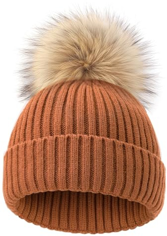 DRESHOW Gorro Bebe Invierno Gorro Lana Niño Sombreros Unisex de Punto Suave para Niños y Niñas con Pompón Bonito Gorros Cálidos para Niños de 3-24 Meses