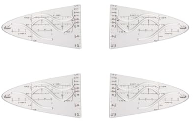 Parabelschablon matematik set 4 st. s001-12,2 kurvlinjal parabel kurvmall ritmallar för skola studier kontor geometri rita exakta mätverktyg ritmall transparent 4 st