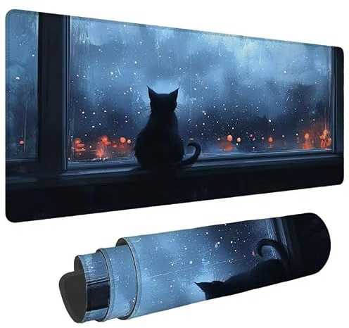 Musmatta 700 x 300 mm katter musmatta multifunktionell skrivbordsmatta e-483 | XXL musmatta, speltillbehör, hög precision och hastighet, halkfri gummibas, fönsterbräda