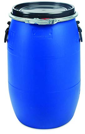 OIPPS 60 Liter Blauer Deckelfass, 100% Lebensmittelqualität Wasserdicht, UN-zertifiziert, Regentonne, Plastikfass Lagerfass, luftdicht stapelbar