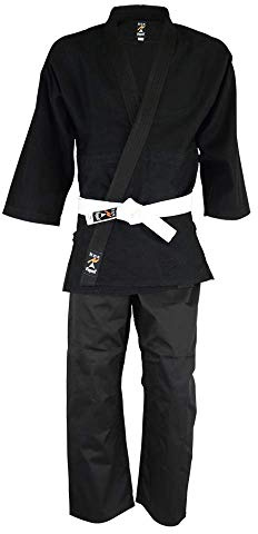 Playwell kampsport judo blekt svart uniform – 450 gsm Svart 6/190cm