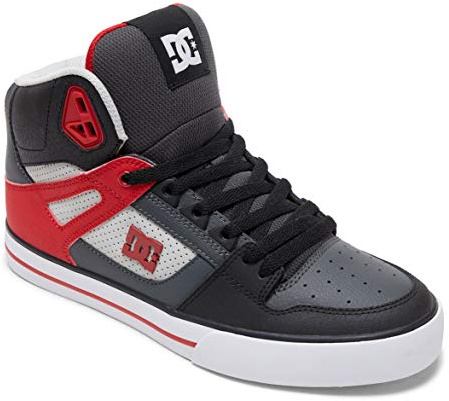 DC Shoes Pure High-Top - Leather High-Top Shoes - Men's Grey Red