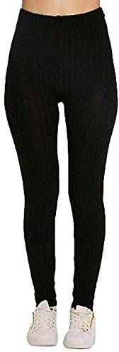 Legging en tricot côtelé pour femme style sage et tendance - Noir - 40-42
