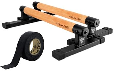 GORNATION Parallettes Pro, Barres Parallèles Premium de Street Workout pour Equilibres, Pompes et plus, Poignées de Pompes en Bois pour Fitness, Musculation