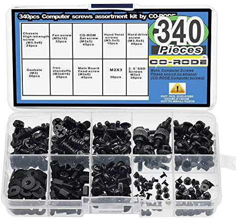 CO-RODE - Set di 340 viti per computer per dischi rigidi, dischi rigidi, custodie per computer, scheda madre, ventilatore, scheda grafica