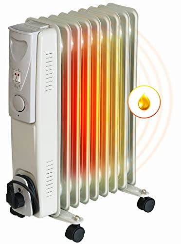 BROLLUX Riscaldatore ad olio elettrico 2000 W OH-09 - Radiatore elettrico a 9 lamelle