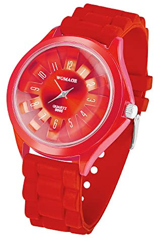 Taffstyle Armbanduhr Silikon Analog Quarz Uhr Farbige Sport Sportuhr Damen Elegant Farbige Damenuhr Bunte Frauenuhr Analoguhr Frauen Modern Rot