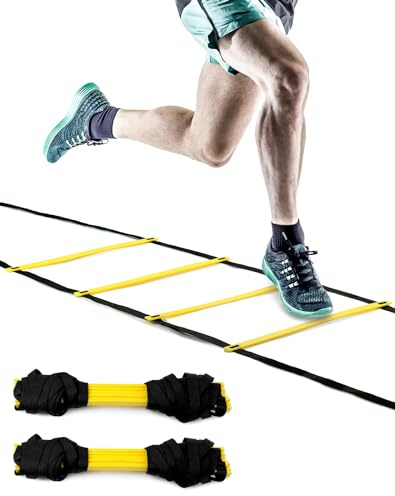 QWORK® 2pcs. Échelle d'AgilitéÉchelle de Vitesse- 6 Mètres 12 Echelon – avec Sac de Transport - Utilisé pour Entraînement de Vitesse et d'Agilité