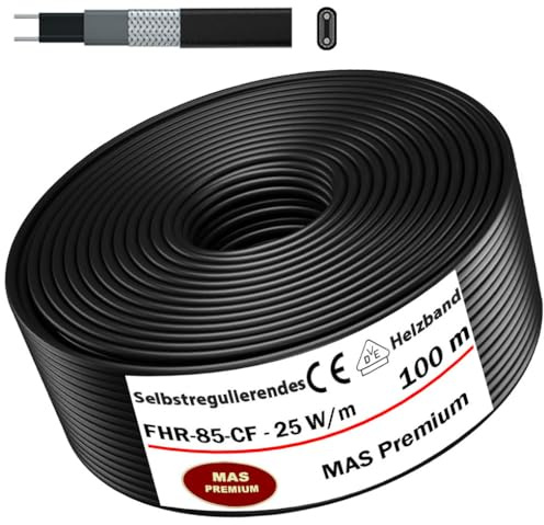Heizkabel Selbstregulierendes Heizband HEAT Regular-85-CF Selfregulating Heating Cable 25w/m 5–100m Rohrheizung Begleitheizung Wasserleitung Dachrinnenheizung Frostschutzkabel 10°- 85°C (100m)
