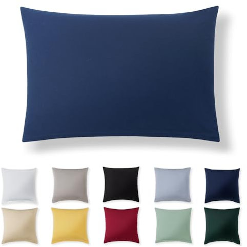 Alreya Kissenbezug 40 x 60 cm - Blau - 100% Jersey Baumwolle - Kissenhülle für Kissen 40x60 cm, Jersey Kopfkissenbezüge, Superweicher Kissenbezug 40x60 mit Reißverschluss