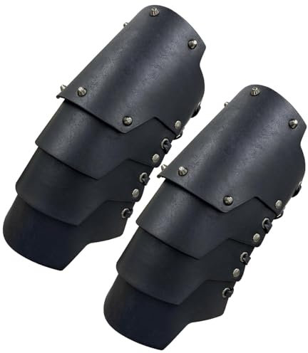 Xasbseulk Läderarmskydd, cosplay handledsskydd | PU-läder cosplay handledsskydd, läder armstöd, armband handledsskydd, medeltida armskyddsarmband, Svart, Refer to