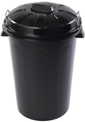 DRW Poubelle communautaire Noire avec Couvercle encastré de 100 litres 54 x 50 x 76 cm