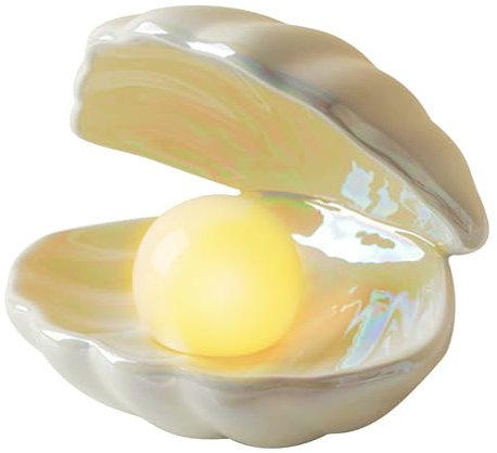 Bordeag lampada Perla In Ceramica, Conchiglia Carina, Luce Notturna, Comodino Decorativo, Bagno, Lampada Da Camera Da Letto