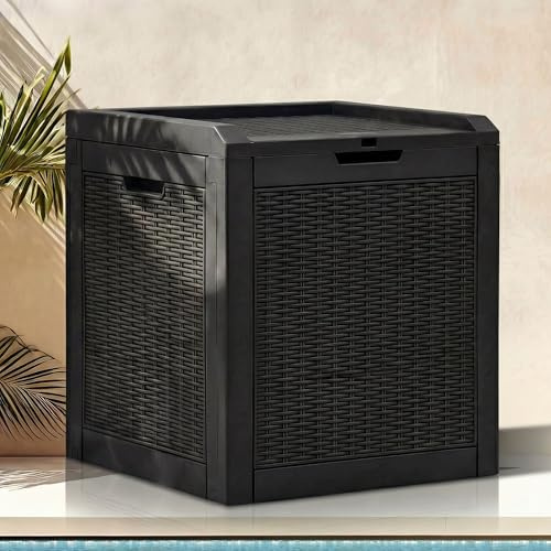 DWVO 32 Gallon Resin Storage Box, Indoor Outdoor Deck Box for Package Delivery, Patio Cushions, Gardening Tools, Lockable, Waterproof