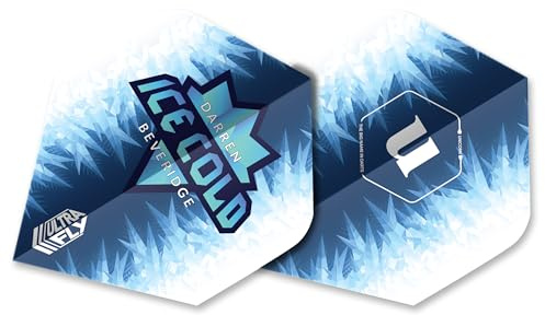 Unicorn Dart Flights Ultrafly | Darren 'Ice Cold' Beveridge | Frosty Icecold Blue & White Design | Standard Plus Shape | Durable 100 Micron Polyester PET | Set of 3