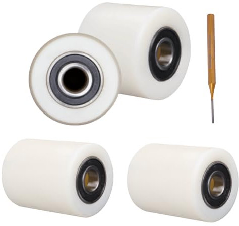 Juego 4 Ruedas para Transpaletas 80x70x20 mm Nylon con Rodamientos 6204-2RS | Rodillos para Transpaletas Alta Carga + Cincel Montaje