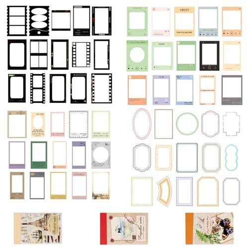 260 Pezzi Adesivi per Scrapbooking, Carta per Scrapbooking Autoadesiva Annata, Adesivi per Diario Cornici e Piante, Adesivi Decorativi per Album Fotografico Album Scrapbook Computer Artigianato