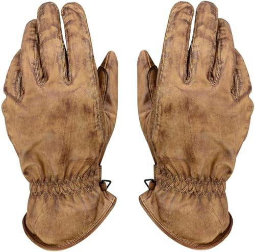 BOSmoto Motorradhandschuhe aus Echtleder für Herren – Klassisches Design,Herren Motorrad Leder Handschuhe,Biker Motorrad Sommer Handschuhe (Brown, L)