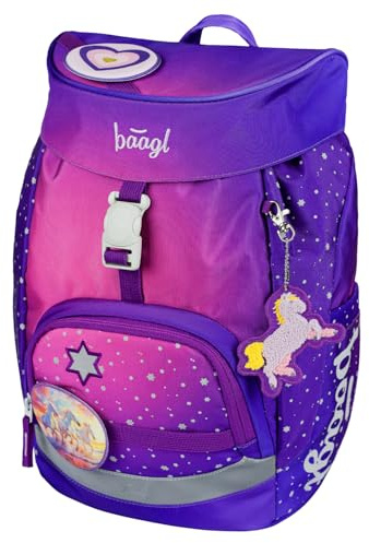 Baagl Schulranzen für 1. Klasse Jungen, Airy Schulrucksack, Ultraleicht Schule Tasche Kinder, Schultasche, Grundschule Ranzen (Pferd Herz)