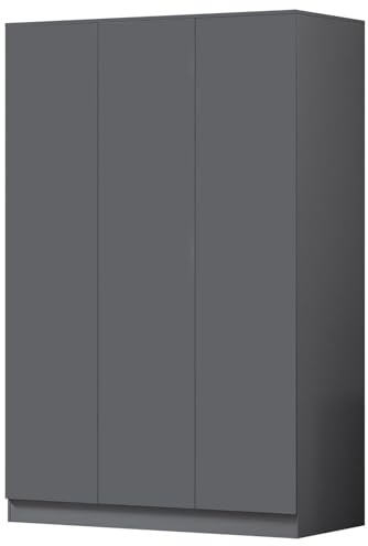 FWStyle Matt Dark Grey 3 Door Wardrobe - H180 X W120 X D50cm